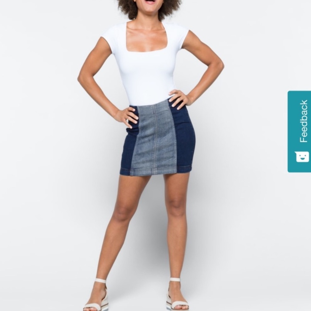 Jean Color Block Free People Skirt - Picture 4 of 4